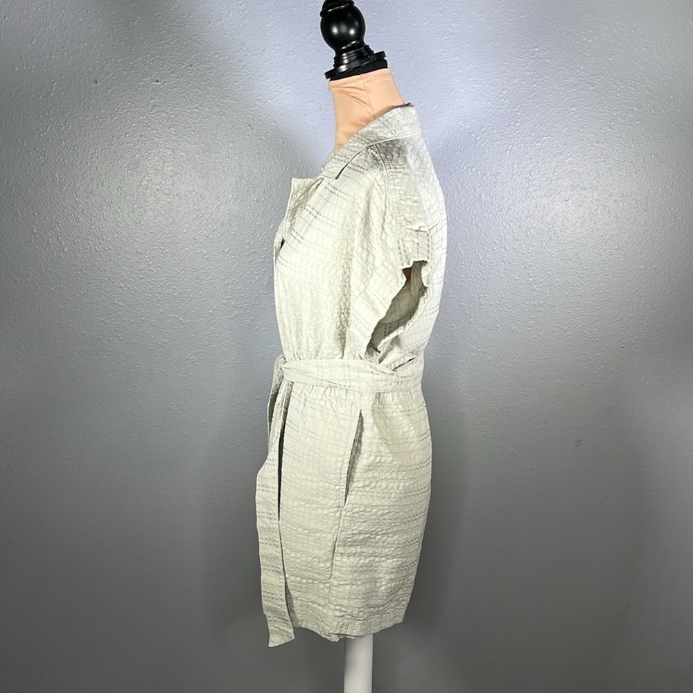 Madewell seersucker green tortoise buttons camp utility short sleeve romper S - Picture 4 of 12